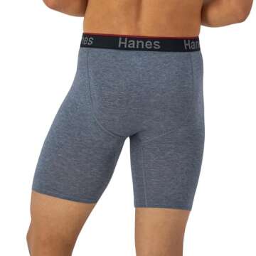 Hanes Total Support Pouch Men's Boxer Briefs Pack, Anti-Chafing, Moisture-Wicking Underwear, Odor Control (Reg or Long Leg)