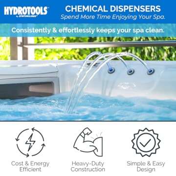 HYDROTOOLS BY SWIMLINE 8715 Mini Chemical Dispenser For Spas and Personal Pools| Compatible With Bromine & Chlorine Supports 1’’ Tablets | Adjustable Control Ring For Customizable Flow Rate