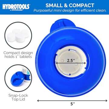 HYDROTOOLS BY SWIMLINE 8715 Mini Chemical Dispenser For Spas and Personal Pools| Compatible With Bromine & Chlorine Supports 1’’ Tablets | Adjustable Control Ring For Customizable Flow Rate