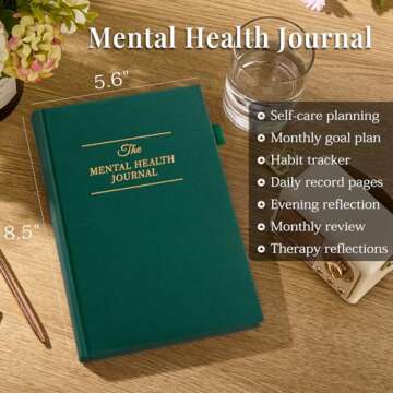 Mental Health Journal, Anxiety & Guided Journal for Women, 91 Days Self-Care Journal to Practice Positive Thinking, ADHD Planner with Mood Tracker (A5 Size)-Dark Green