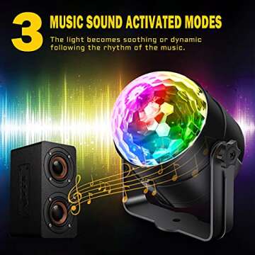 Apeocose [3-Pack] Disco Ball Party Lights Sound Activated with Remote Control, 12 Modes DJ Strobe Stage Light for New Years Eve Party Supplies 2025 New Years Eve Party Decorations Home Dance Birthday