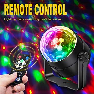 Apeocose [3-Pack] Disco Ball Party Lights Sound Activated with Remote Control, 12 Modes DJ Strobe Stage Light for New Years Eve Party Supplies 2025 New Years Eve Party Decorations Home Dance Birthday