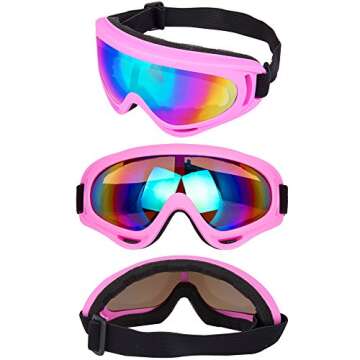 LJDJ Ski Goggles, Pack of 4 - Snowboard Adjustable UV 400 Protective Motorcycle Goggles Outdoor Sports Tactical Glasses Dust-Proof Combat Military Sunglasses for Kids, Boys, Girls, Youth, Men, Women