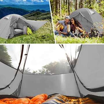 Bessport 2 Person Tent for Camping, Easy Setup Backpacking Tent Lightweight with Two Doors, Waterproof & Windproof Hiking Tent for 3-4 Seasons, Outdoor, Mountaineering and Travel