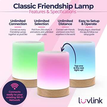 LuvLink Friendship Lamps (Single) | Long Distance Friendship Lamps are The Perfect Unique Gift for Friends, Families, Long-Distance Relationships, Loved Ones, Couples, Anniversaries & More!