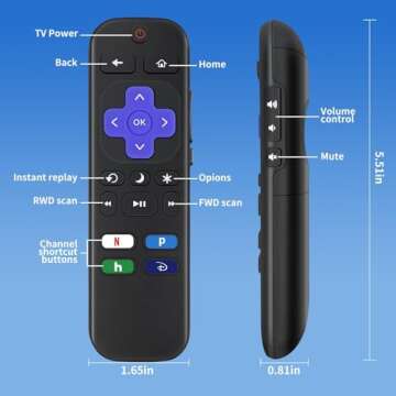 Replacement Remote Control for Roku TV - Pack of 2