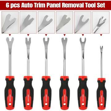 TOOLEAGUE 6Pcs Auto Upholstery Trim Panel Removal Tool Set,Car Trim Removal Tool Pry, Fastener Remover Tool Kit with Storage Bag