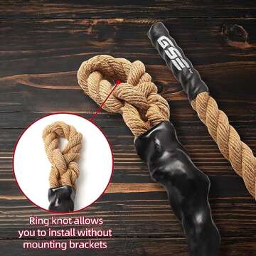 GSE Games & Sports Expert Gym Sisal Climbing Rope, Heavy Workout Rope for Indoor/Outdoor Workouts. Great for Climbing Exercises, Strength Training - 6,10,15,20,25,30,40,50 Feet Lengths Available