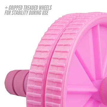 Phoenix Fitness RY1552 Ab Roller for Abdominal Training - Fitness Exercise Abs Wheel for Home and Gym - Foam Grip Handles for Ab Core Workout, Pink