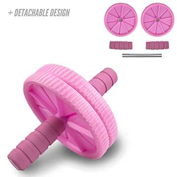 Phoenix Fitness RY1552 Ab Roller for Abdominal Training - Fitness Exercise Abs Wheel for Home and Gym - Foam Grip Handles for Ab Core Workout, Pink