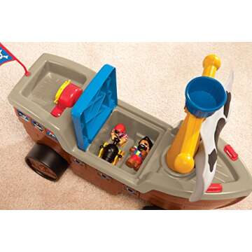 Little Tikes 2-in-1 Pirate Ship Toy - Kids Ride-On Boat with Wheels, Under Seat Storage and Playset with Figures