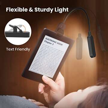 AXX Clip on Rechargeable Book Light, 2 Pack Reading Light for Bed, LED Book Light for Reading in Bed with Adjustable Brightness Settings, 450mAh Battery, 1.5 Ounces Lightweight Clip Lights for Kids