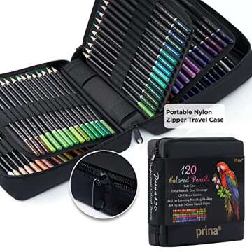 PRINA Art Supplies 120 Colors Colored Pencils Set for Adults Coloring Books with Sketchbook, Professional Vibrant Artists Coloring Pencils for Drawing Sketching Blending Shading, Soft Core Oil Based