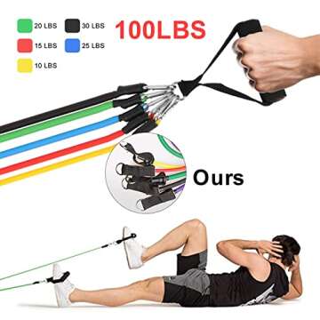 Resistance Bands Set, himaly Exercise Bands Workout Bands with Handles, Door Anchor, Carry Bag, Legs Ankle Straps for Strength Training, Exercise Bands Set for Home Gym Outdoor