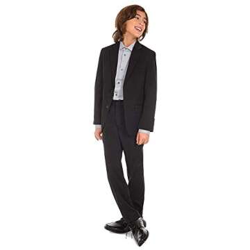 Calvin Klein Boys' 2-Piece Formal Suit Set, Includes Single Breasted Jacket & Straight Leg Dress Pants with Belt Loops & Functional Pockets, Black, 8