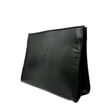 Yves Saint Laurent YSL Cosmetic Black Large Snap Pouch Makeup Bag YSL Fragrance Bag (8L X 6H X 3W) - Large