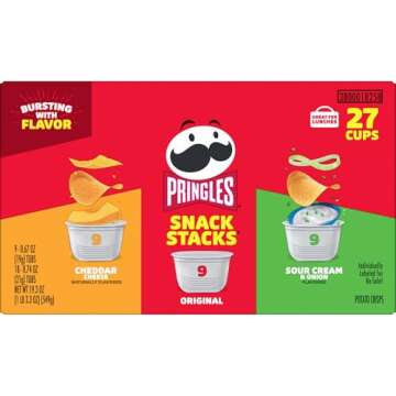 Pringles Potato Crisps Chips, Lunch Snacks, On-the-Go Snacks, Snack Stacks, Variety Pack, 19.3oz Box (27 Cups)​​