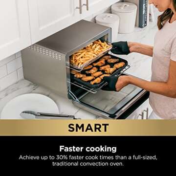 Ninja DT251 Foodi 10-in-1 Smart XL Air Fry Oven, Bake, Broil, Toast, Roast, Digital Toaster, Thermometer, True Surround Convection up to 450°F, includes 6 trays & Recipe Guide, Silver