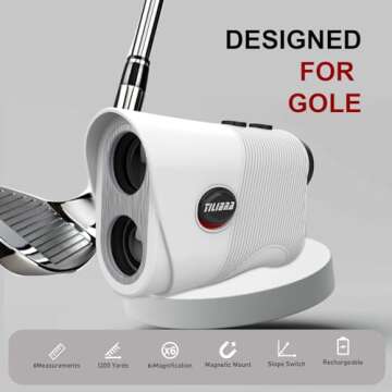 Tilibra Range Finder Golf with Slope, 1200 Yards Golf Laser Rangefinders Magnetic, High-Precision Flag Pole Locking Vibration, 6X Magnification, Men's Golf Hunting Gifts