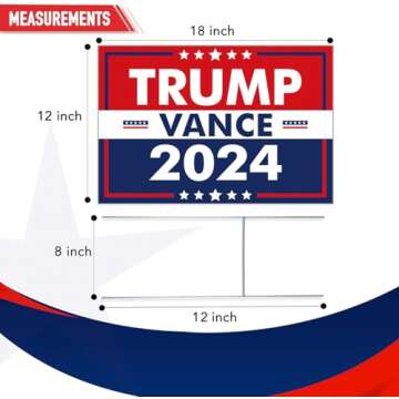 Trump Vance 2024 Yard Sign Rally Handheld with H-Stakes,Double Sided 18x12 Inch Trump Vance Signs,Patriotic Design President Trump Vance Lawn Sign Outdoor