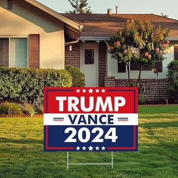 Trump Vance 2024 Yard Sign Rally Handheld with H-Stakes,Double Sided 18x12 Inch Trump Vance Signs,Patriotic Design President Trump Vance Lawn Sign Outdoor