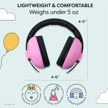 Friday 7Care Baby Ear Protection Noise Cancelling Headphones for Ages 0-24 Months, Pink