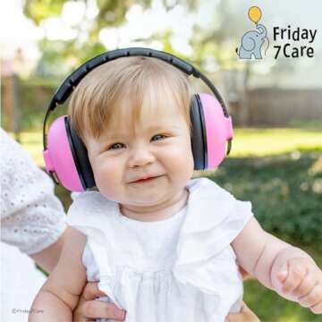 Friday 7Care Baby Ear Protection Noise Cancelling Headphones for Ages 0-24 Months, Pink