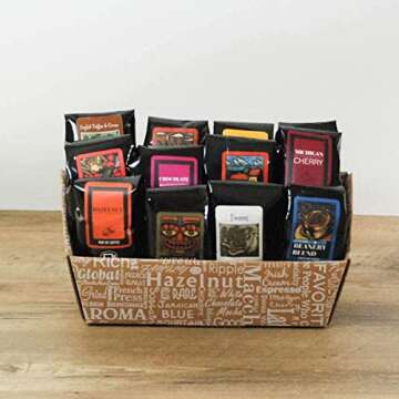 Indulgent Coffee Selection Gift Box | 100% Specialty Arabica Coffee | 12 Sample Bags of Medium Roast Ground Coffee