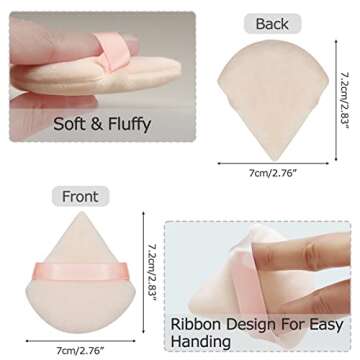 Flytianmy 2Pcs Triangle Powder Puffs, Face Makeup Puff for Body Loose Powder Beauty Makeup Tool Nude