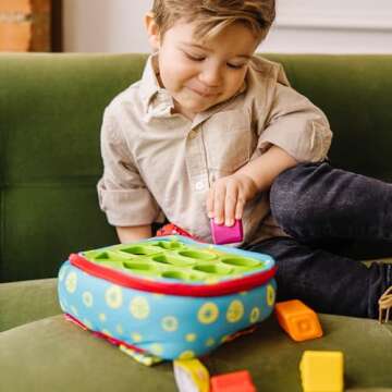 Melissa & Doug K's Kids Take-Along Shape Sorter Baby Toy With 2-Sided Activity Bag and 9 Textured Shape Blocks Sensory Toys, Travel Shape Sorter Toys For Toddlers And Infants