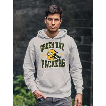 Junk Food Clothing x NFL - Green Bay Packers - Team Helmet - Unisex Adult Pullover Fleece Hoodie for Men and Women - Size X-Large