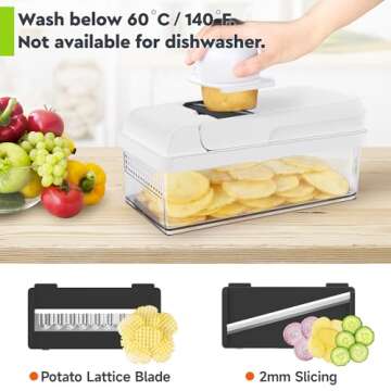 MealHelper 12-in-1 Vegetable Chopper, 7 Blade Veggie Chopper, Practical Food Chopper with Container, Cheese Grater, Home Essentials & Kitchen Gadgets(Black/White)