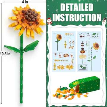 Advent Calendar 2024 for Kids Adults Teens, 24 Days STEM Sunflower Bouquet Building Blocks Christmas Countdown Calendar Gifts Box with Artificial Flowers Bricks Toy Set for Boys Girls Women Men Age 6+