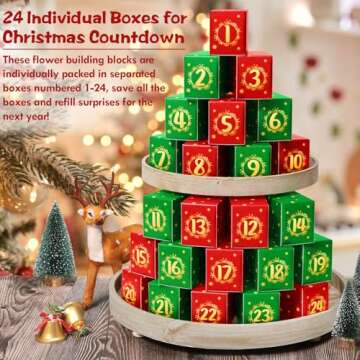 Advent Calendar 2024 for Kids Adults Teens, 24 Days STEM Sunflower Bouquet Building Blocks Christmas Countdown Calendar Gifts Box with Artificial Flowers Bricks Toy Set for Boys Girls Women Men Age 6+