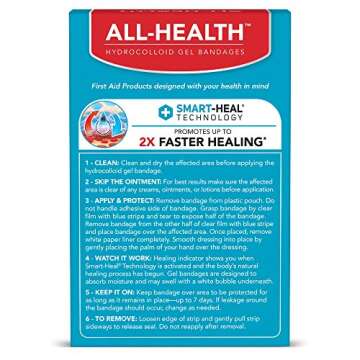 All Health Advanced Fast Healing Hydrocolloid Gel Bandages, Assorted Sizes, 12 ct | 2X Faster Healing for First Aid Blisters or Wound Care