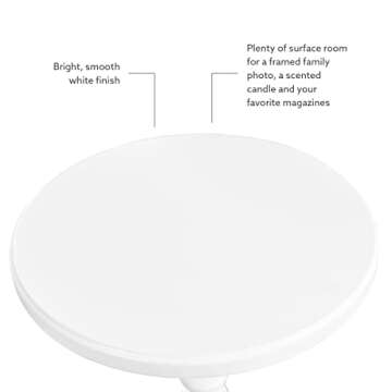 Powell Furniture Powell Round Spindle, White Table 17 x 22.25 x 17