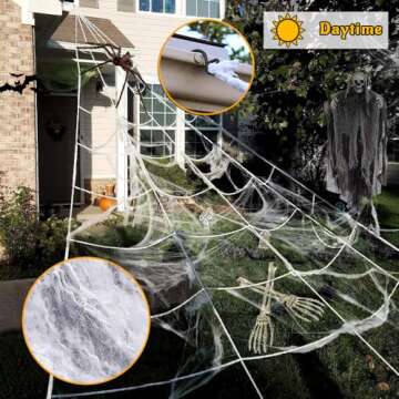 Halloween Giant Spider Web Lights Decorations Outdoor, 16.4Ft 220 LED Lighted Spider Web Light up with 8 Modes Waterproof Timer for Yard House Halloween Outdoor Decor Purple Spiderweb