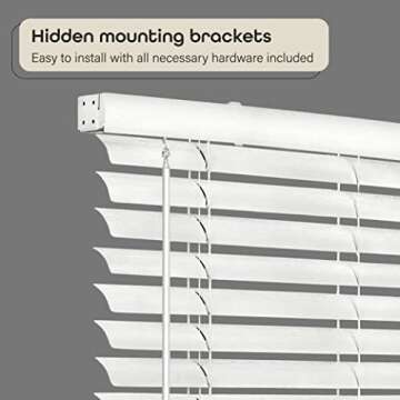 Cordless Room Darkening Venetian Blind - 35 Inch Width, 64 Inch Length, 2" Vinyl Slat Size - White - GII Luna Light Filtering Horizontal Mini Windows Blinds for Interior by Achim Home Decor