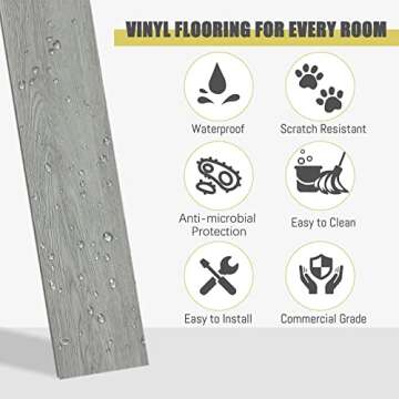 NeuType Luxury Vinyl Flooring Planks - Interlocking Flooring for Easy DIY Installation - Wood-Grain Texture, 9 Planks Per Box, 21.5 Sq. Feet, Moisture-Resistant Vinyl Plank Flooring for Every Room