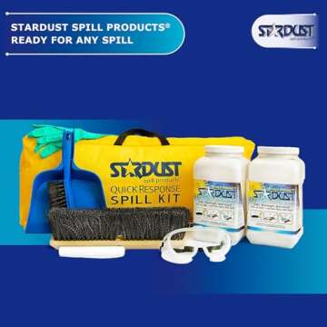 STARDUST Spill Products D710 Comprehensive Quick Response Spill Kits for Vehicles with Heavy Duty Duffle, (2) 5-Quart Dispenser, PPE Kit, Broom Head, Broom Handle, Dust Pan, (10) Disposal Bags