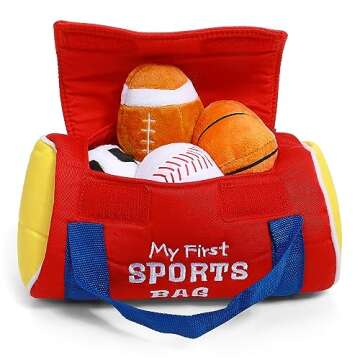 Baby GUND My First Sports Bag Stuffed Plush Playset, Baby Gift Toys for Boys and Girls Ages 1 & Up, 5 Piece, 8"