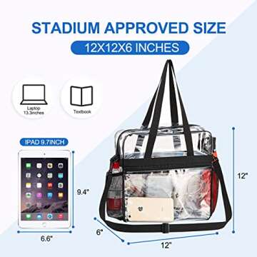 USPECLARE Clear Bag Clear Tote Bag Stadium Approved, Stadium Security Travel & Gym Clear Bag for Work Sports Games Concerts