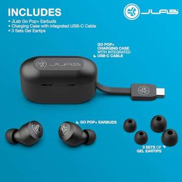 JLab Go Pop+ True Wireless Earbuds with Case