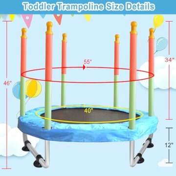 Toddler Trampoline for Kids Ages 1-8, 55'' Small Trampoline with Safety Enclosure Net, Indoor & Outdoor Baby Mini Trampolines, No-Gap Safe Design for Toddlers Jump, Gifts for Children & Boys & Girls