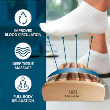 TheraFlow Wooden Foot Massager for Neuropathy, Foot Pain and Plantar Fasciitis Relief | Reflexology Feet Massager and Foot Massager for Plantar Fasciitis | Foot Roller for Planters Facetious Relief