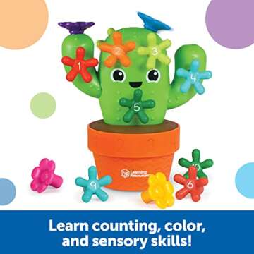 Learning Resources Carlos The Pop & Count Cactus, Top Toddler Toys, Preschool, Fine Motor Skills, Educational Toys, 16 Pieces, Age 18 Months