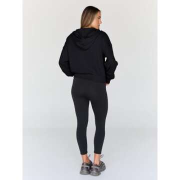 Trendy Queen Hoodies for Women Full Zip Up Cropped Sweatshirts Jackets Casual Comfy Gym Tops Fall Outfits Winter Clothes 2024 Black S