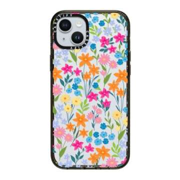 CASETiFY Impact iPhone 15 Plus Case [4X Military Grade Drop Tested / 8.2ft Drop Protection] - Flower Prints - Bright Spring Flowers - Clear Black