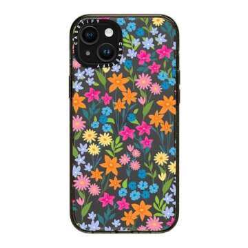 CASETiFY Impact iPhone 15 Plus Case [4X Military Grade Drop Tested / 8.2ft Drop Protection] - Flower Prints - Bright Spring Flowers - Clear Black