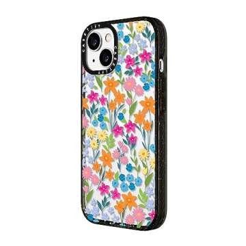 CASETiFY Impact iPhone 15 Plus Case [4X Military Grade Drop Tested / 8.2ft Drop Protection] - Flower Prints - Bright Spring Flowers - Clear Black